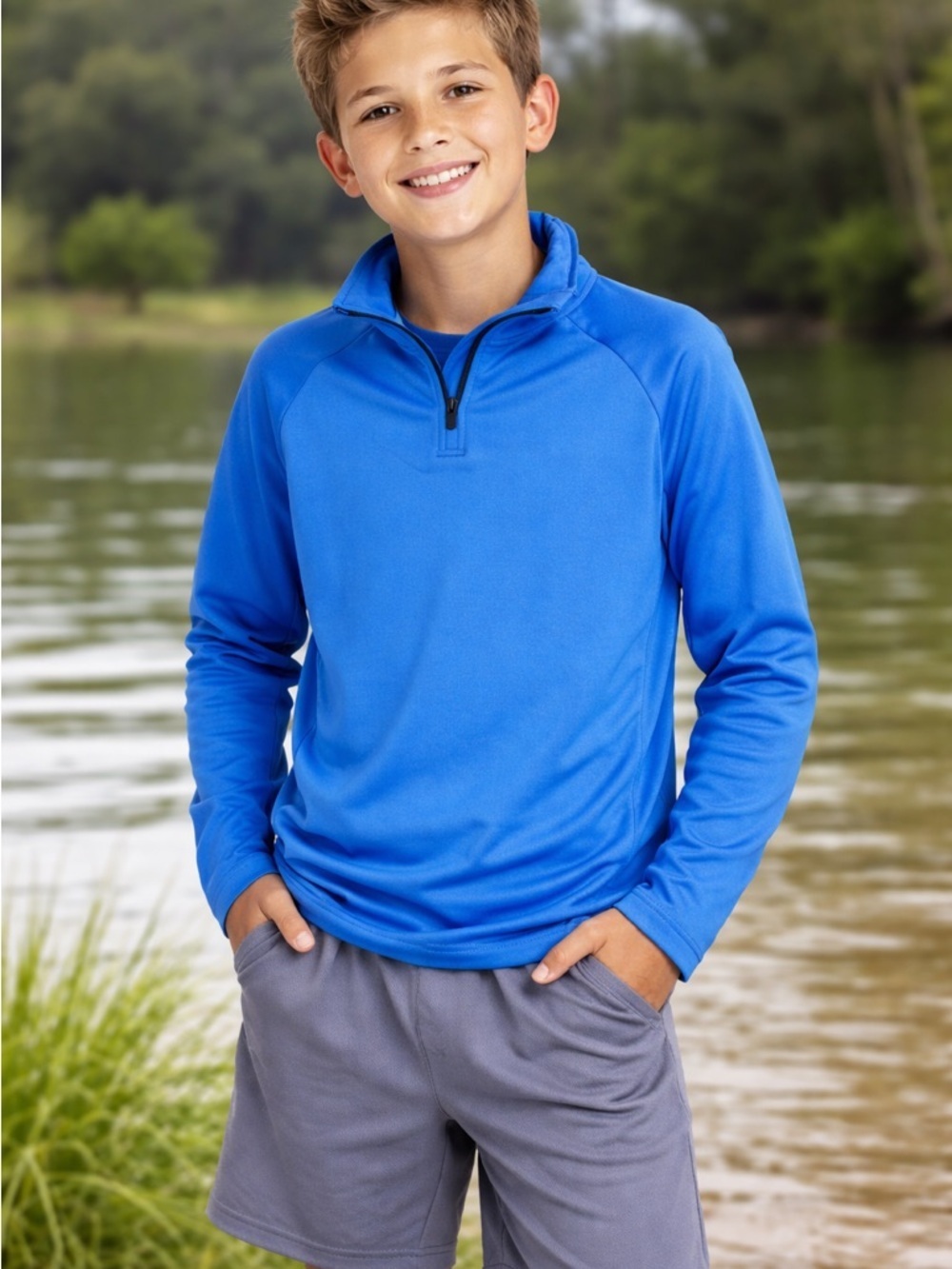 Crivit Kids' Blue Quarter-Zip Pullover Jacket